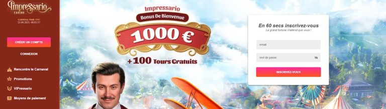 Impressario Casino création compte