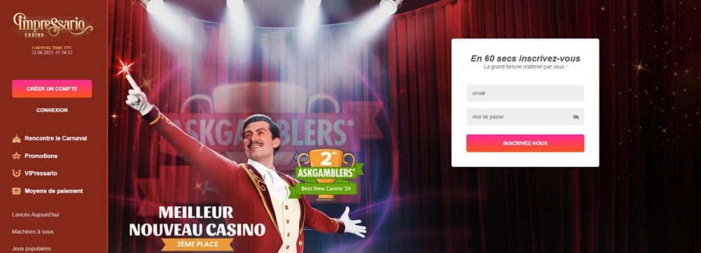Impressario Casino page accueil